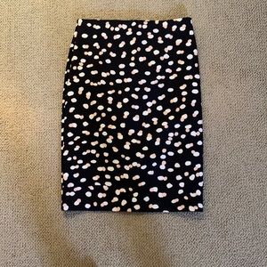 Black Pencil skirt with while and pink polka dots
